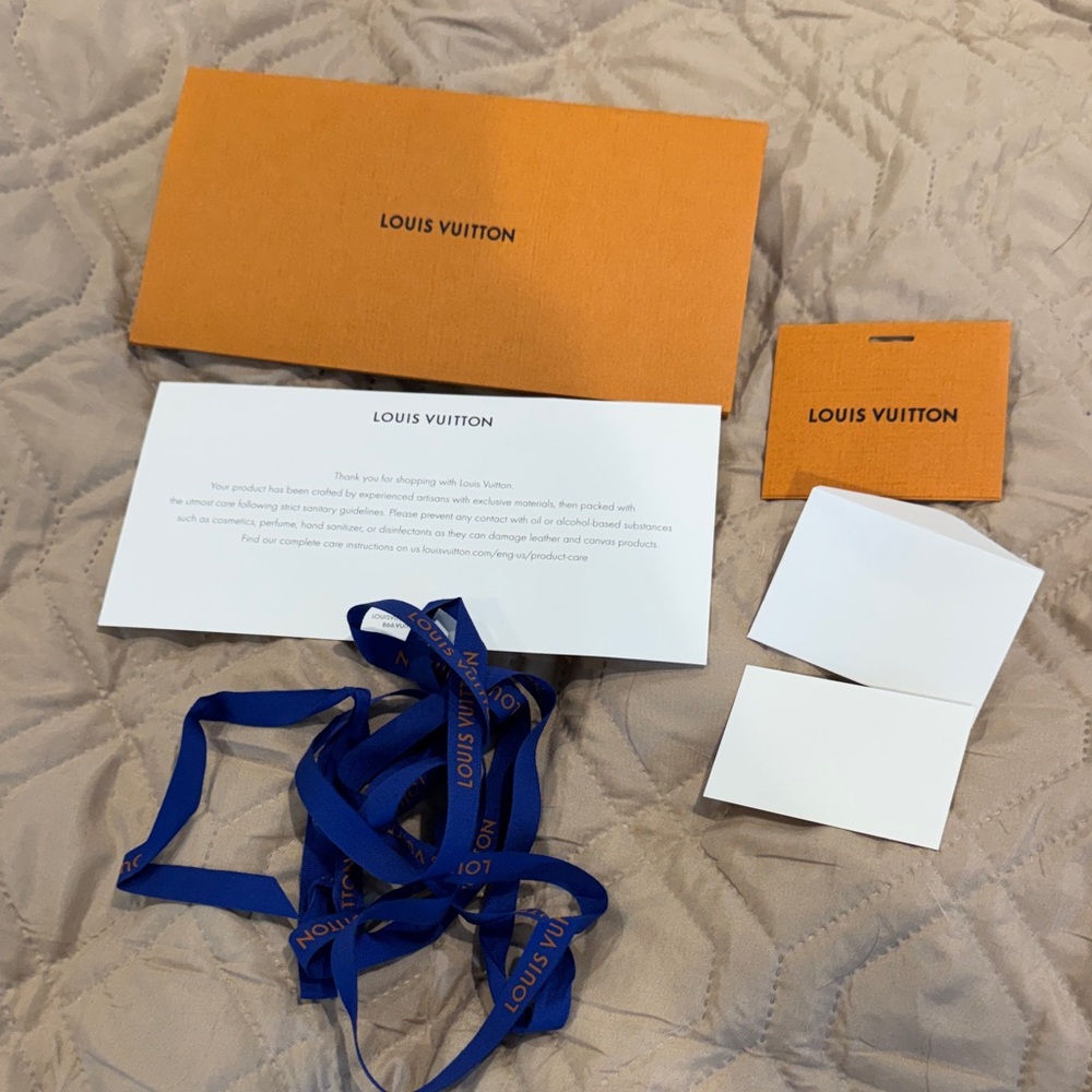 Louis Vuitton Royal Blue Logo Ribbon with Orange Envelope Set